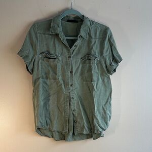 Jane and Delancey Olive Button Down Shirt